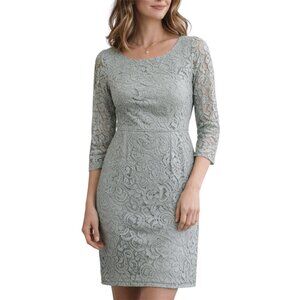 J.Crew Sage Green Lace Dress Sheath Midi Wedding Guest Balletcore Feminine